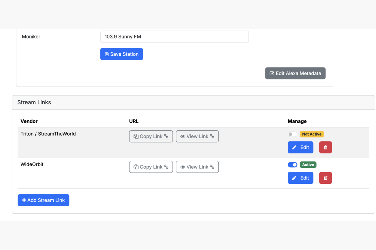 Stream Manager - Station Management Dashboard