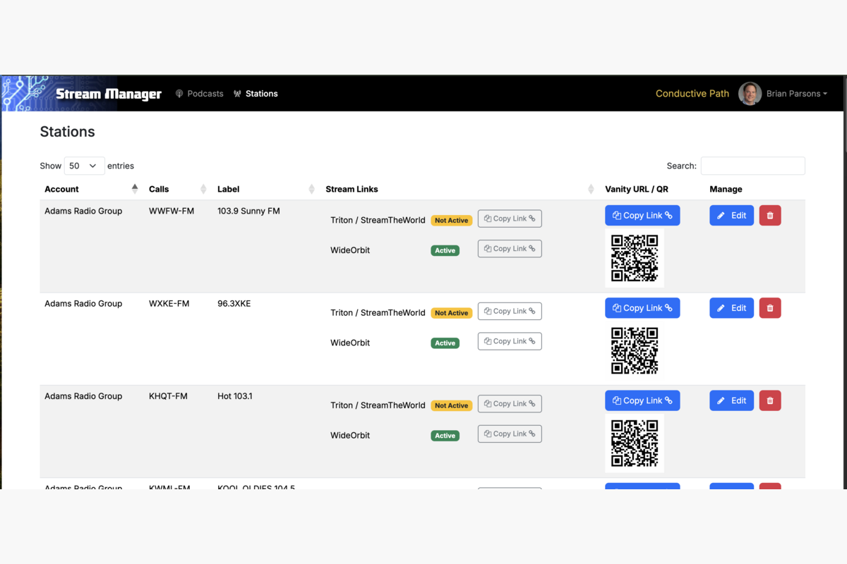 Stream Manager - Stream Configuration